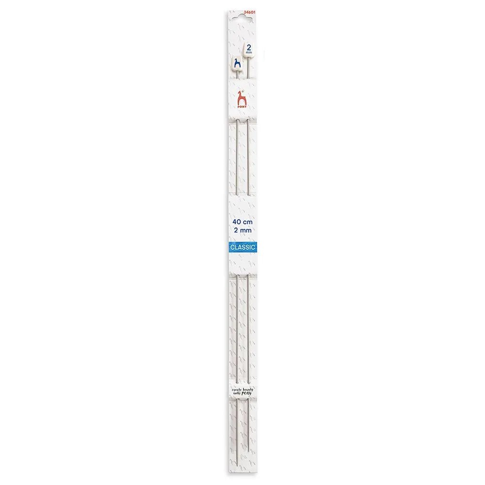 Straight knitting needles Pony 40 cm, sizes 2 mm - 10 mm