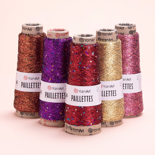 Attēls ar Tambordiegi YarnArt Paillettes ar spīduma pavedieniem - 50g / 800m – pieejams Šarlotes audumi