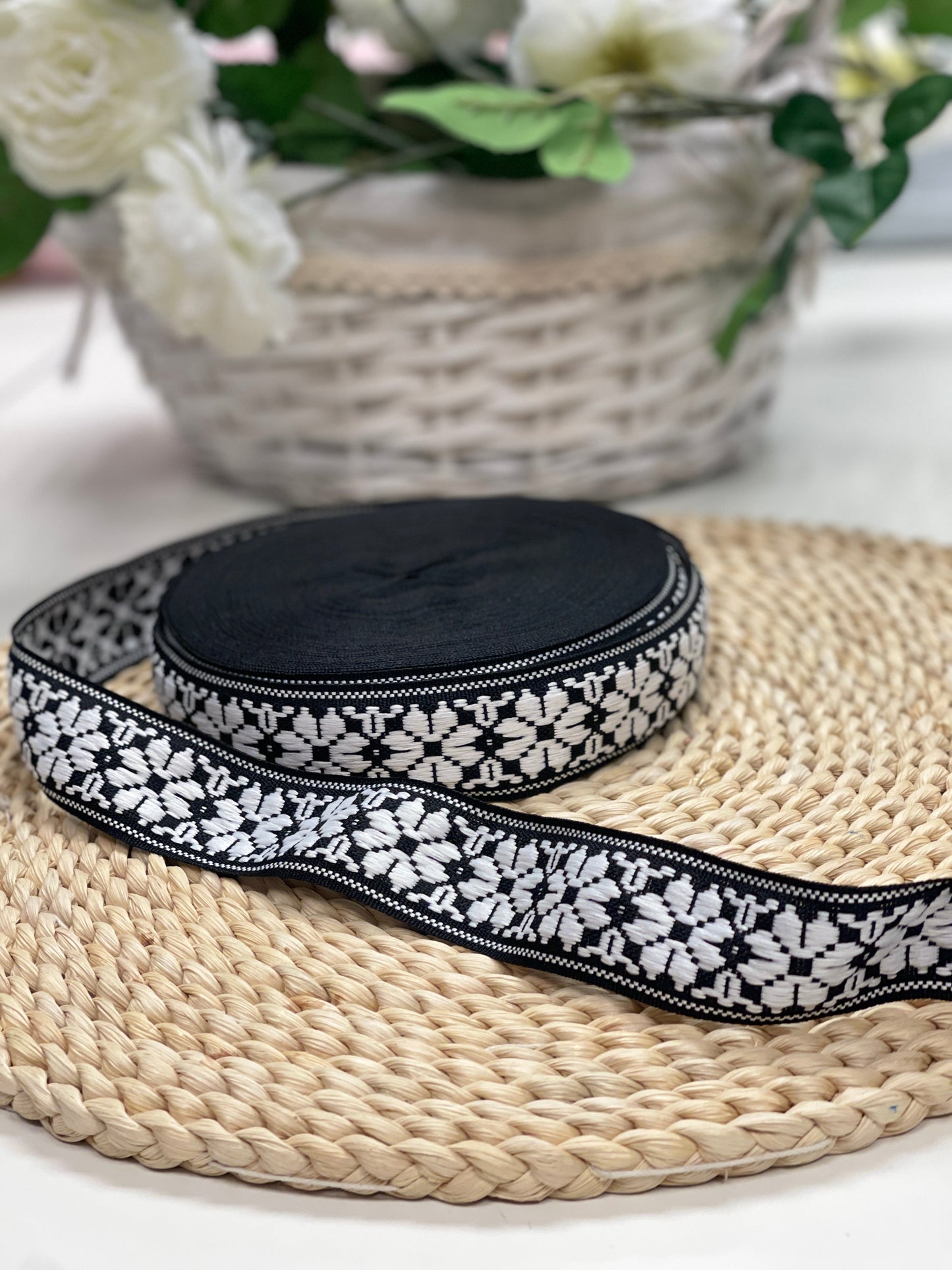 Folk ribbon, sash 36mm - black - LV