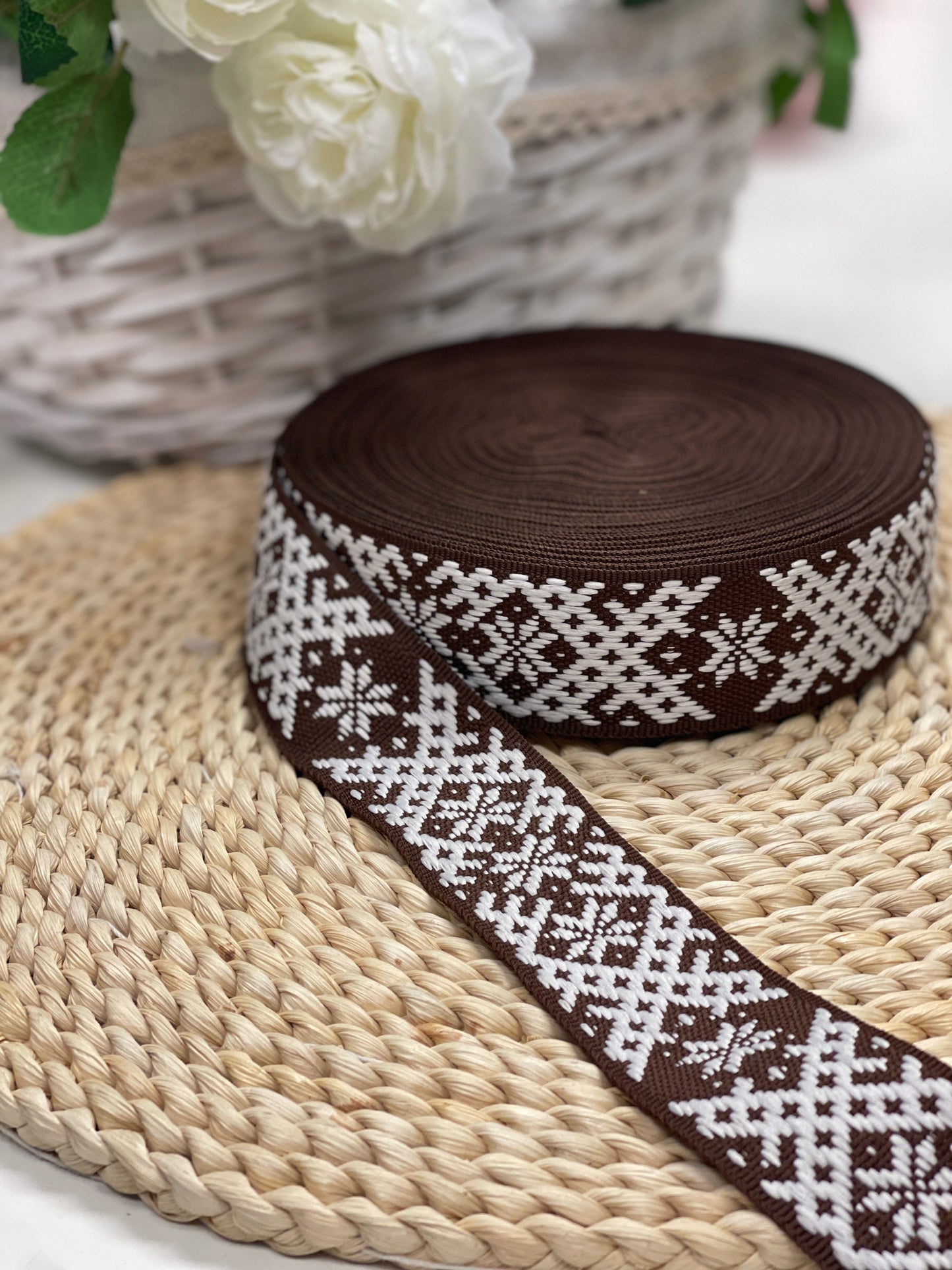 Traditional ribbon, belt 40mm - dark brown - LV