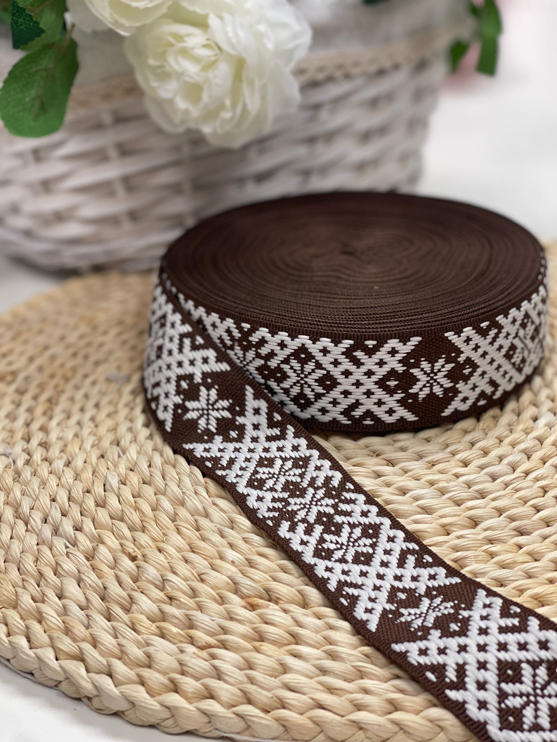 Traditional ribbon, belt 40mm - dark brown - LV