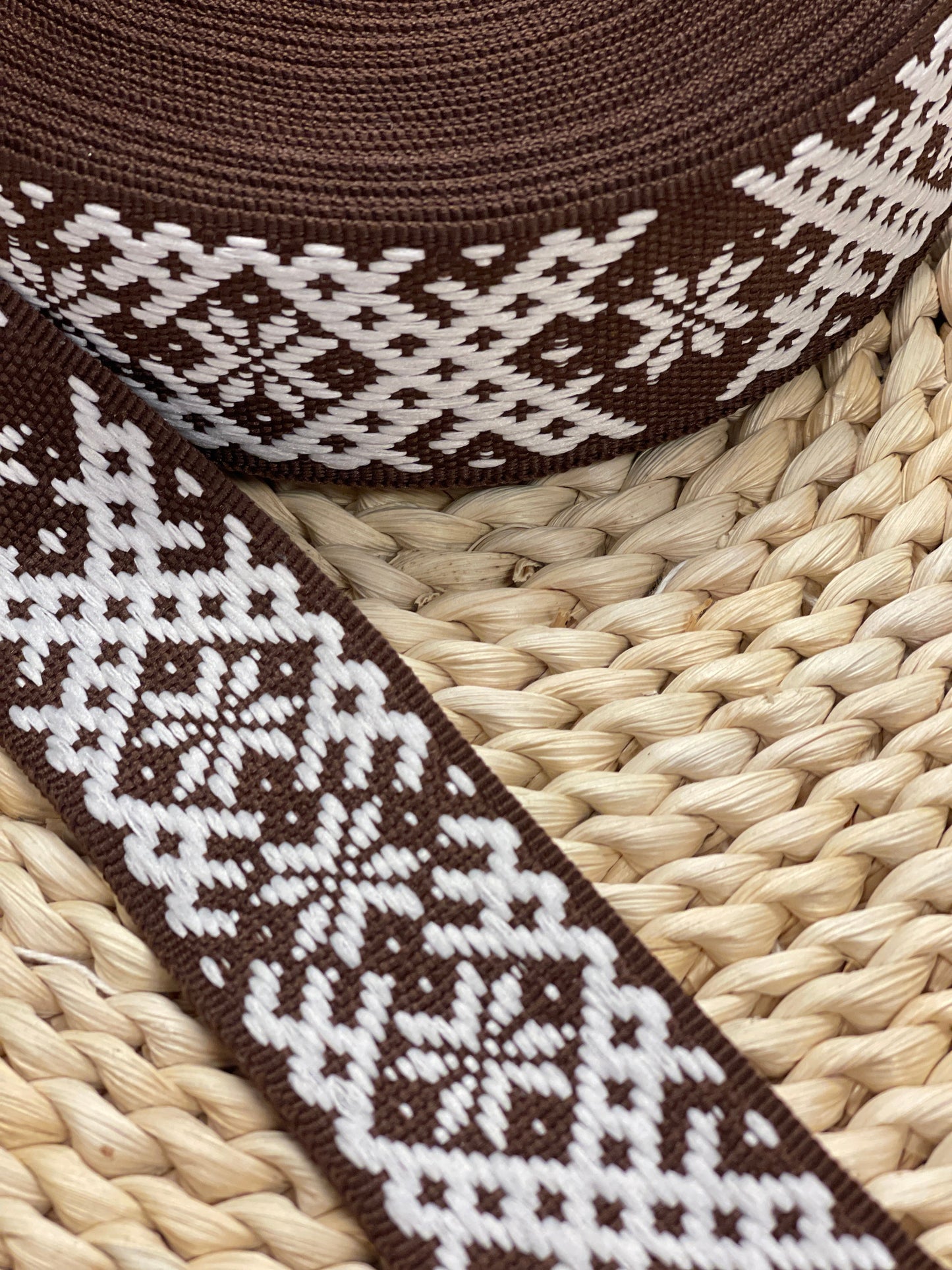 Folk ribbon, belt 40mm - dark brown - LV