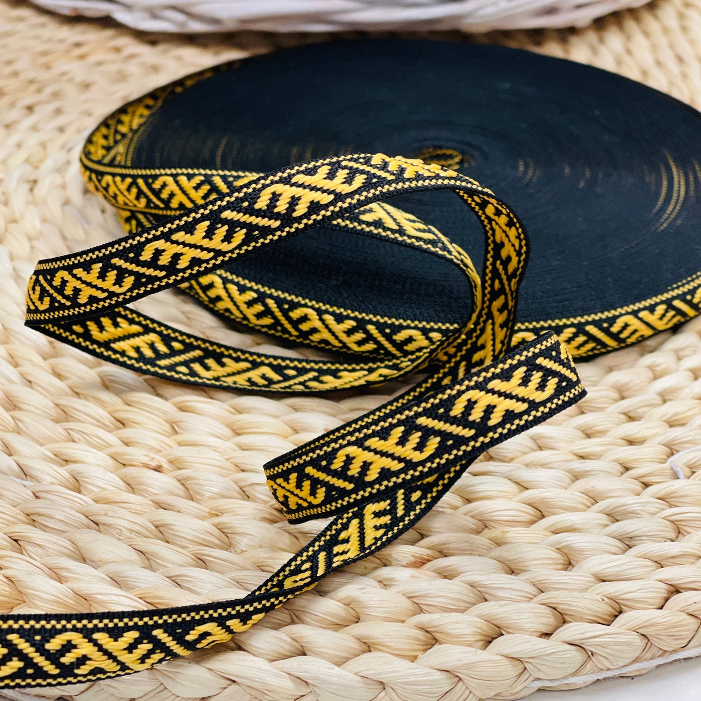 National ribbon, sash Ūsiņš 12mm - yellow with black - LV