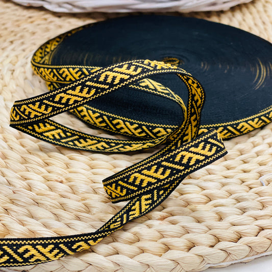 National ribbon, sash Ūsiņš 12mm - yellow with black - LV