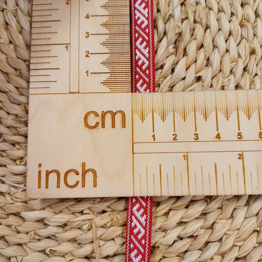 Folk ribbon, Ūsiņš belt 12mm-red-LV