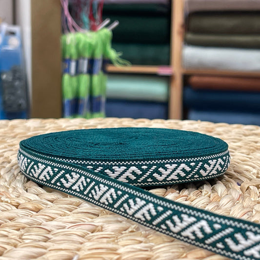 Folk ribbon, belt Ūsiņš 12mm - green - LV