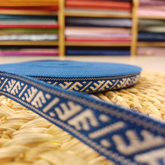 Folk ribbon, belt Ūsiņš 12mm-blue-LV