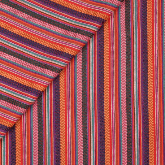 Folk pattern fabric - lilac, orange with red 200 g/m²