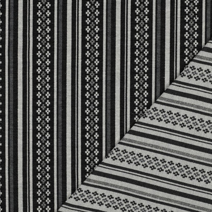 Image of folk pattern fabric - black and white abstract pattern 315 g/m² – available at Šarlotes audumi