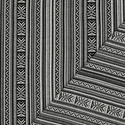 Image of folk pattern fabric - black and white abstract pattern 315 g/m² – available at Šarlotes audumi