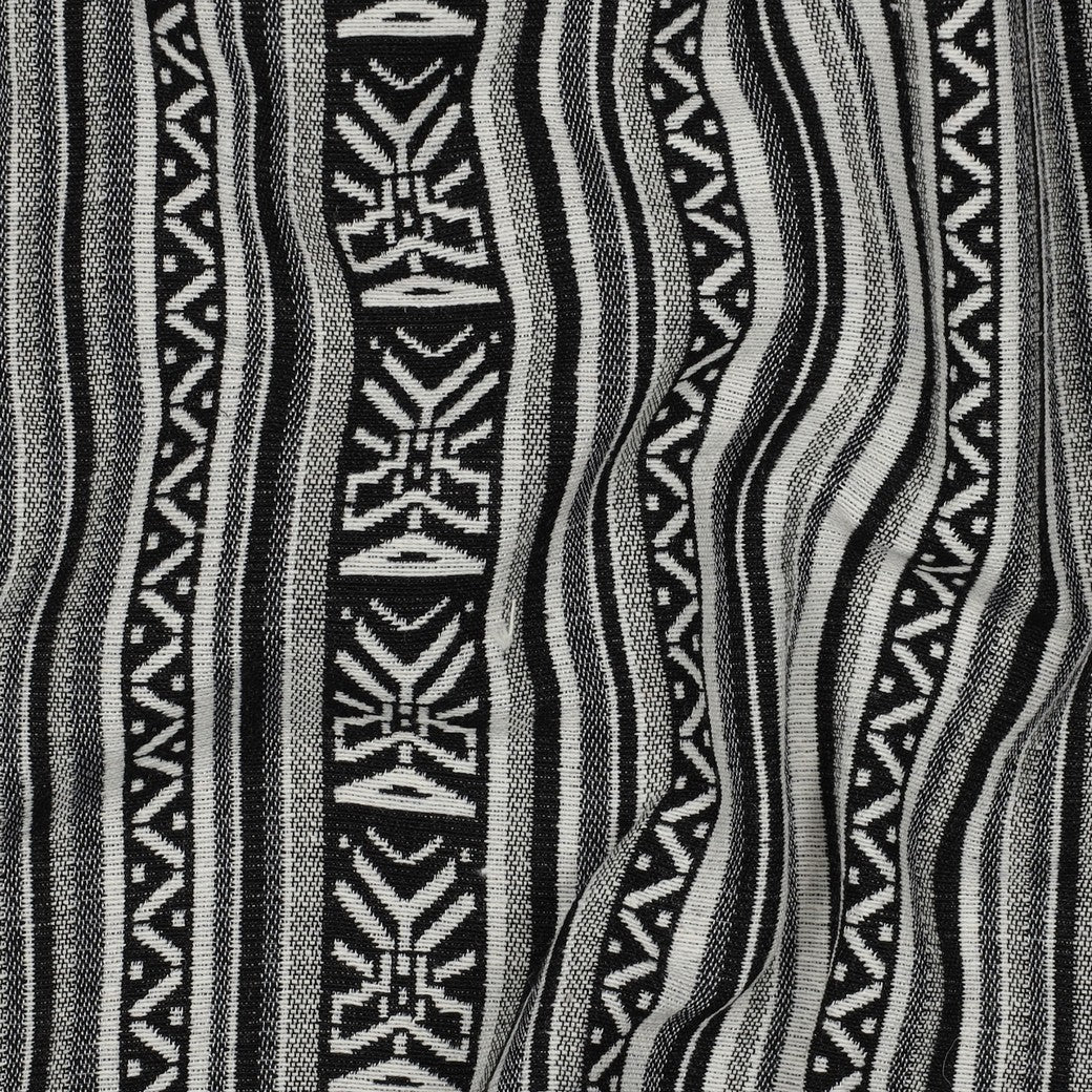 Fabric with traditional pattern - black and white abstract pattern 315 g/m² – available at Šarlotes audumi