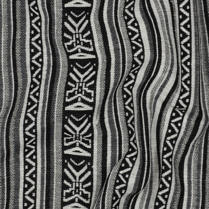 Fabric with traditional pattern - black and white abstract pattern 315 g/m² – available at Šarlotes audumi