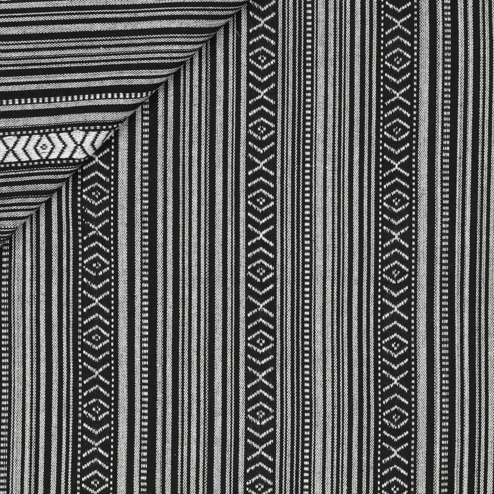 Ethnic pattern fabric - black with gray 200 g/m²