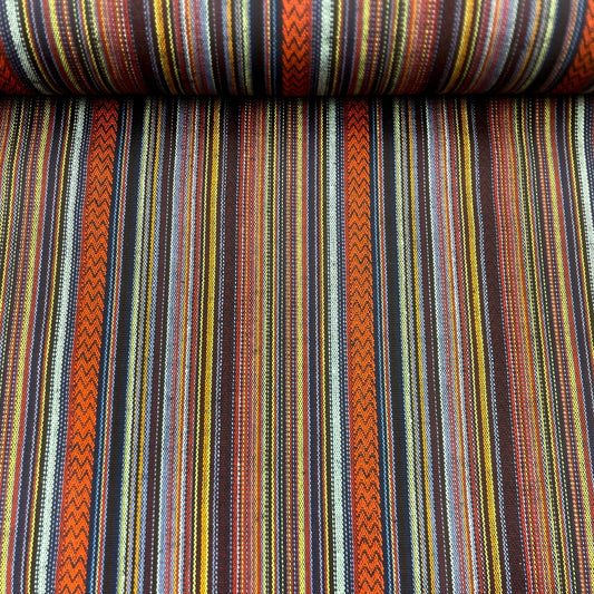 Ethnic pattern fabric in orange and blue tones 200 g/m²