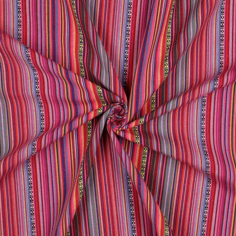 Folk pattern fabric - pink tones 200 g/m²