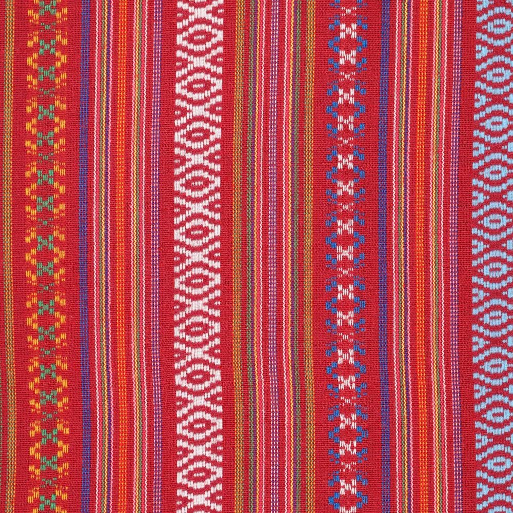 Folk pattern fabric - red tones 200 g/m²