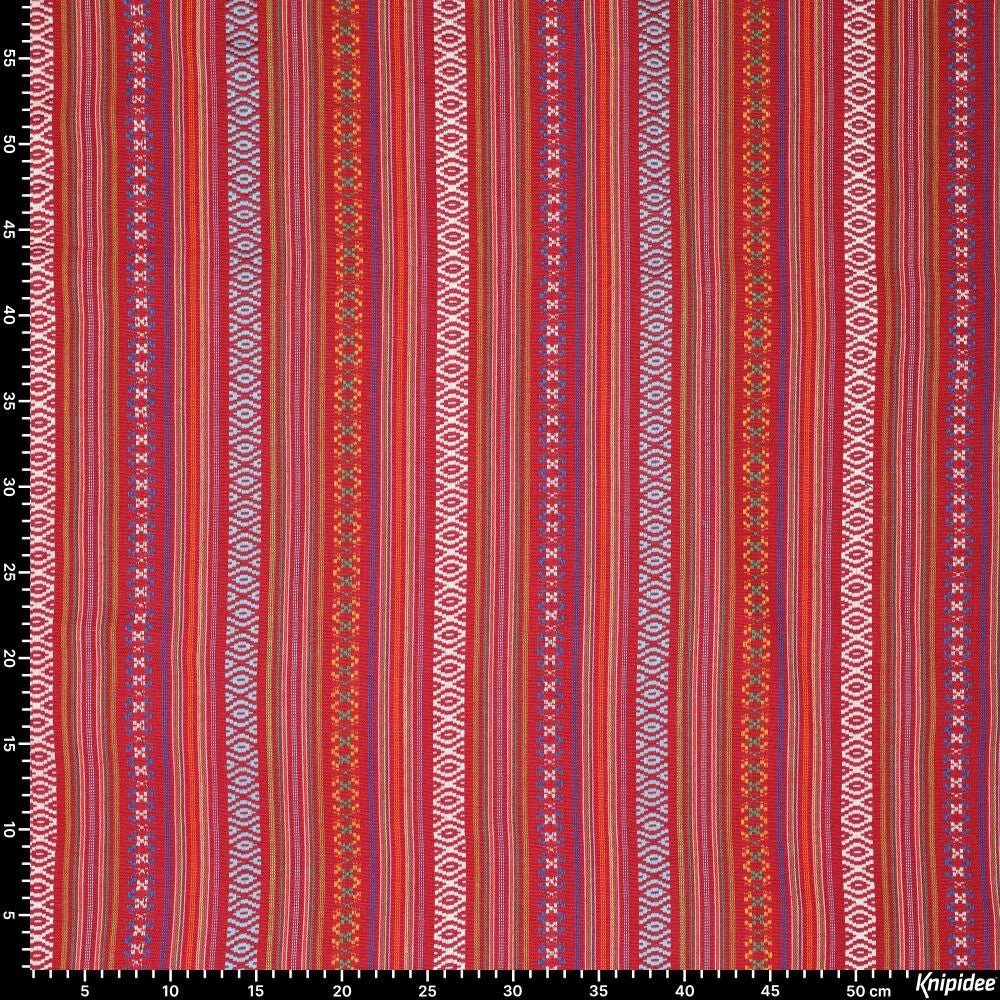 Ethnic pattern fabric - red tones 200 g/m²