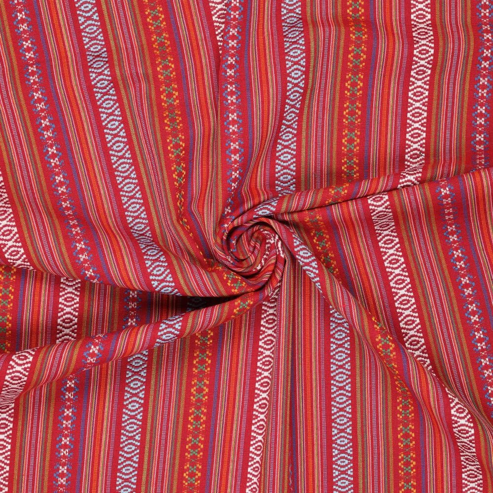 Ethnic pattern fabric - red tones 200 g/m²