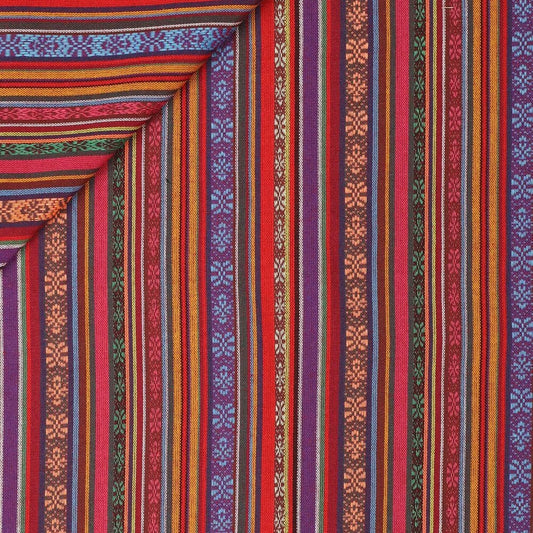 Tissu à motif traditionnel - tons rouges et bleus 200 g/m²