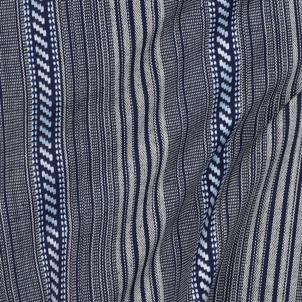 Image of folk-pattern fabric - dark blue tones 200 g/m² – available at Šarlotes audumi