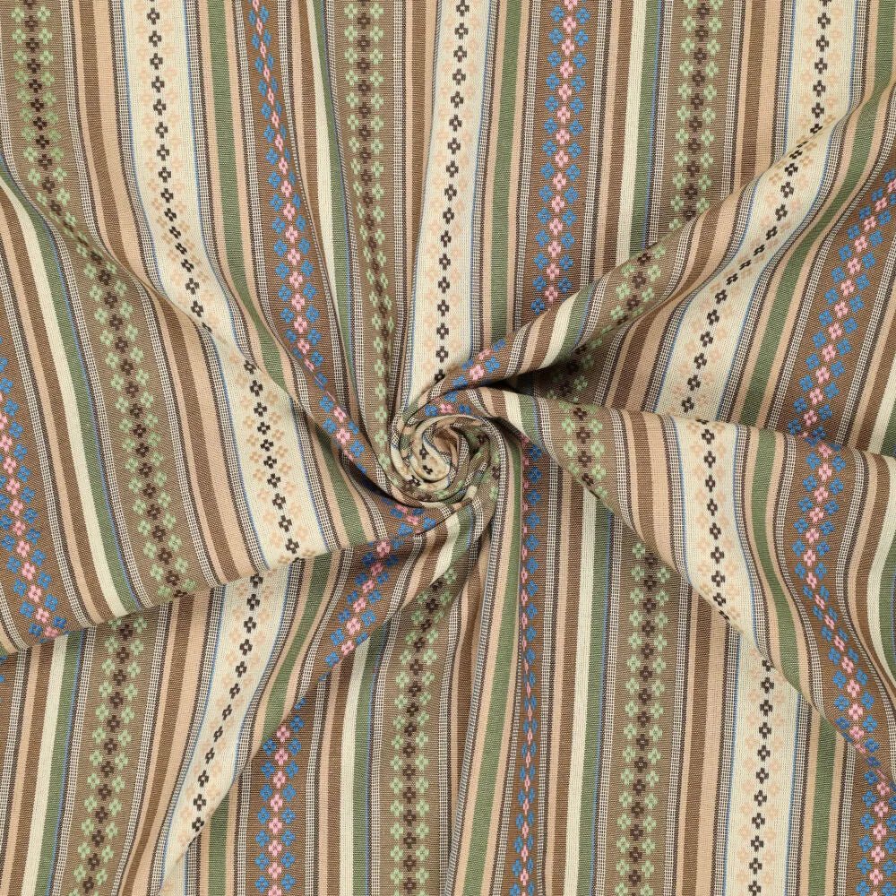 Tissu à motif traditionnel - tons verts 200 g/m²