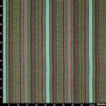Folk-pattern fabric - green 200 g/m²