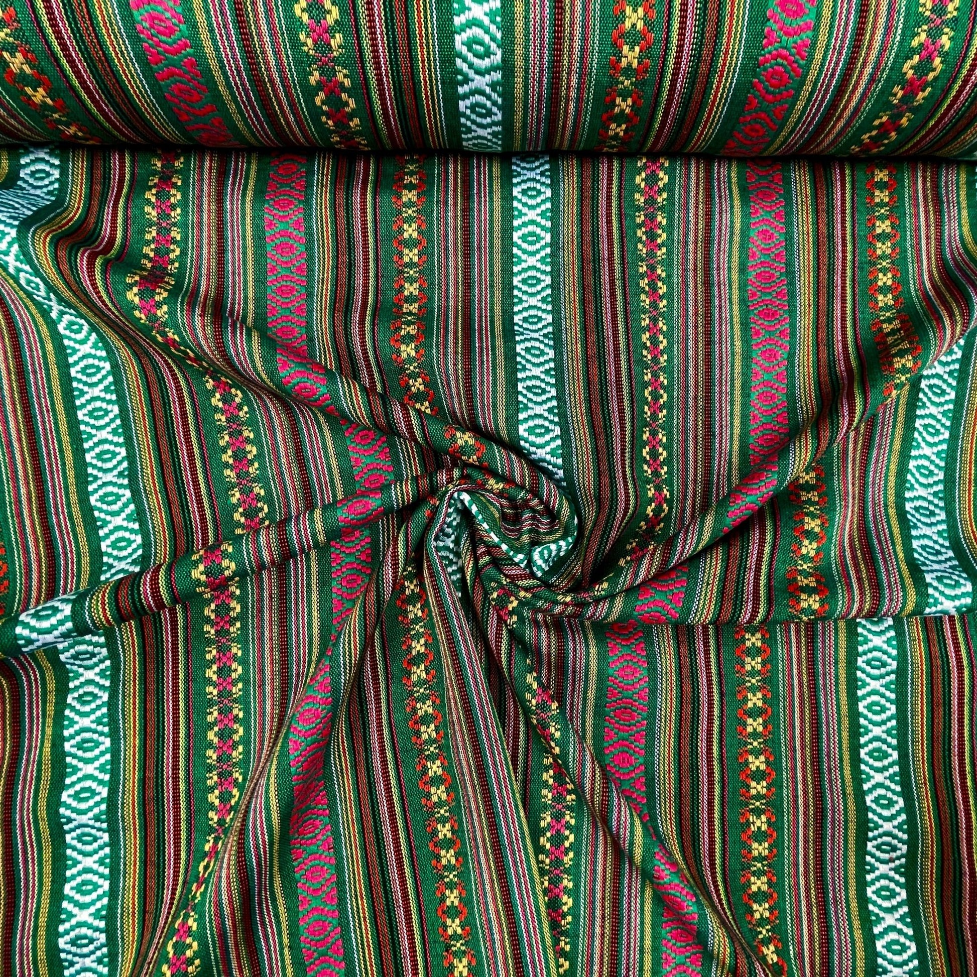 Ethnic pattern fabric-green