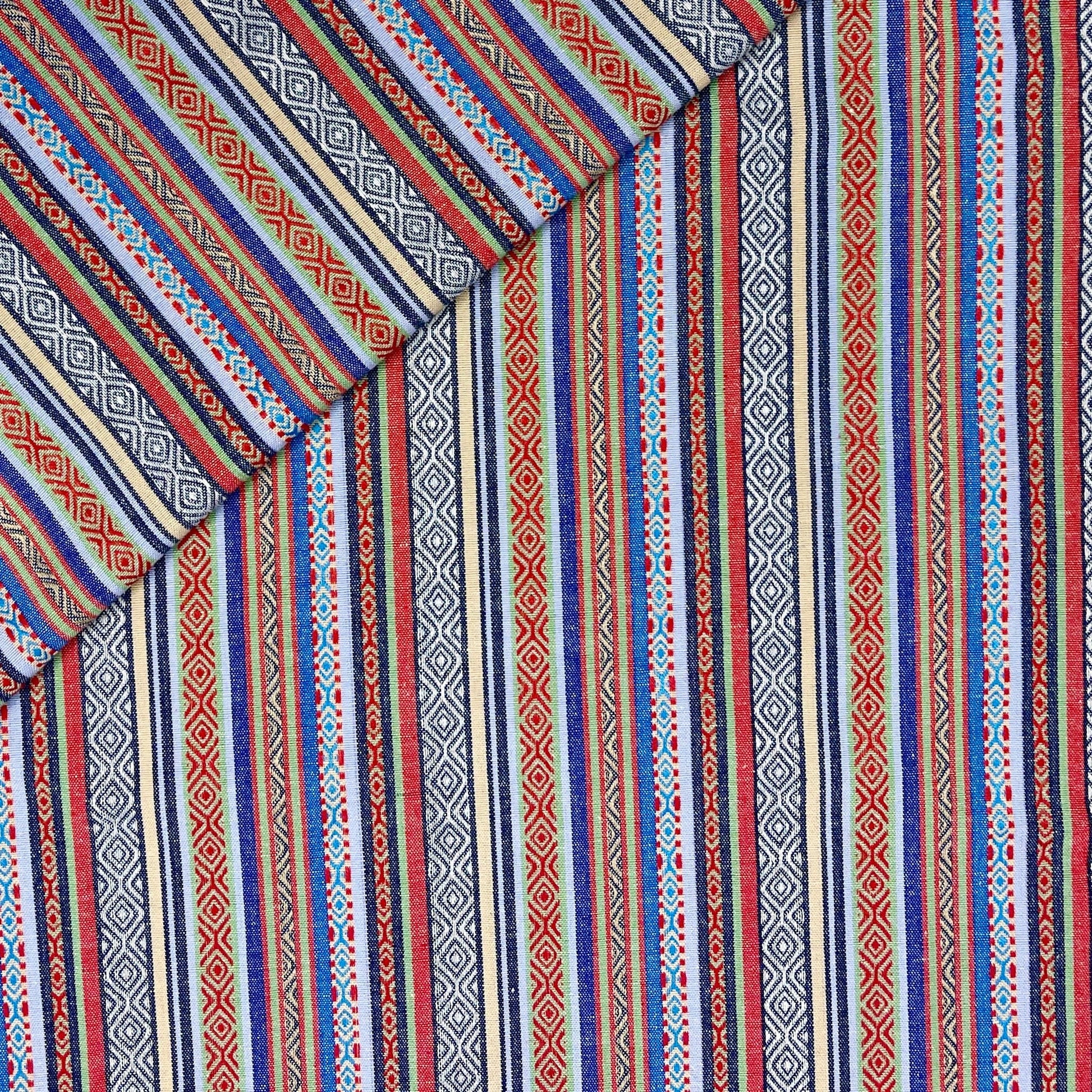 Folk pattern fabric - blue shades 200 g/m²