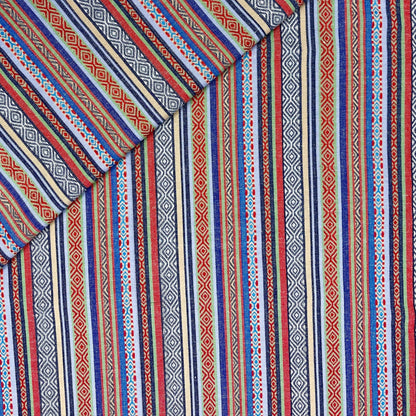 Folk pattern fabric - blue shades 200 g/m²
