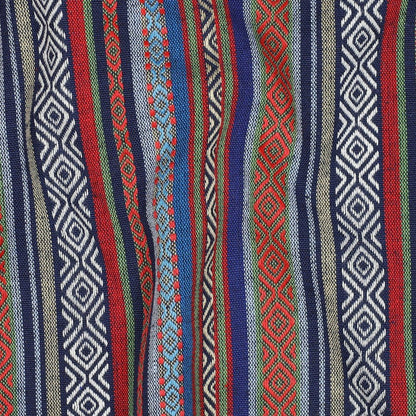 Folk pattern fabric - blue and orange shades 200 g/m²