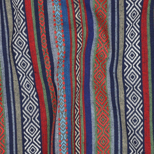 Tissu à motif traditionnel - tons bleus et orange 200 g/m²