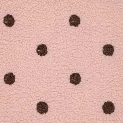 Teddy polaire à pois marron sur fond rose – disponible en ligne chez Tissus de Charlotte