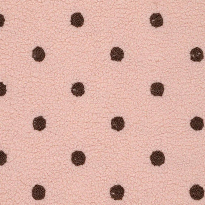 Teddy polaire à pois marron sur fond rose – disponible en ligne chez Tissus de Charlotte