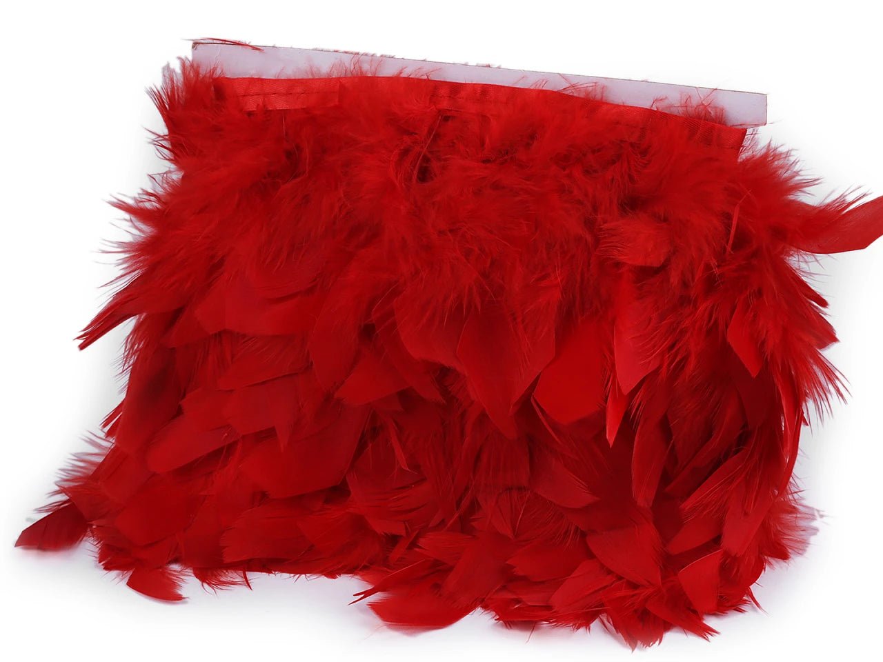 Turkey Feather Trim Ribbon - Red (50 cm pack)
