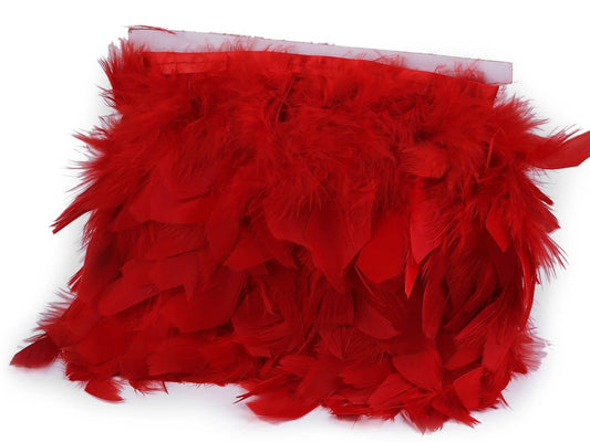 ruban de finition en plumes de dinde - rouge (pack de 50 cm)
