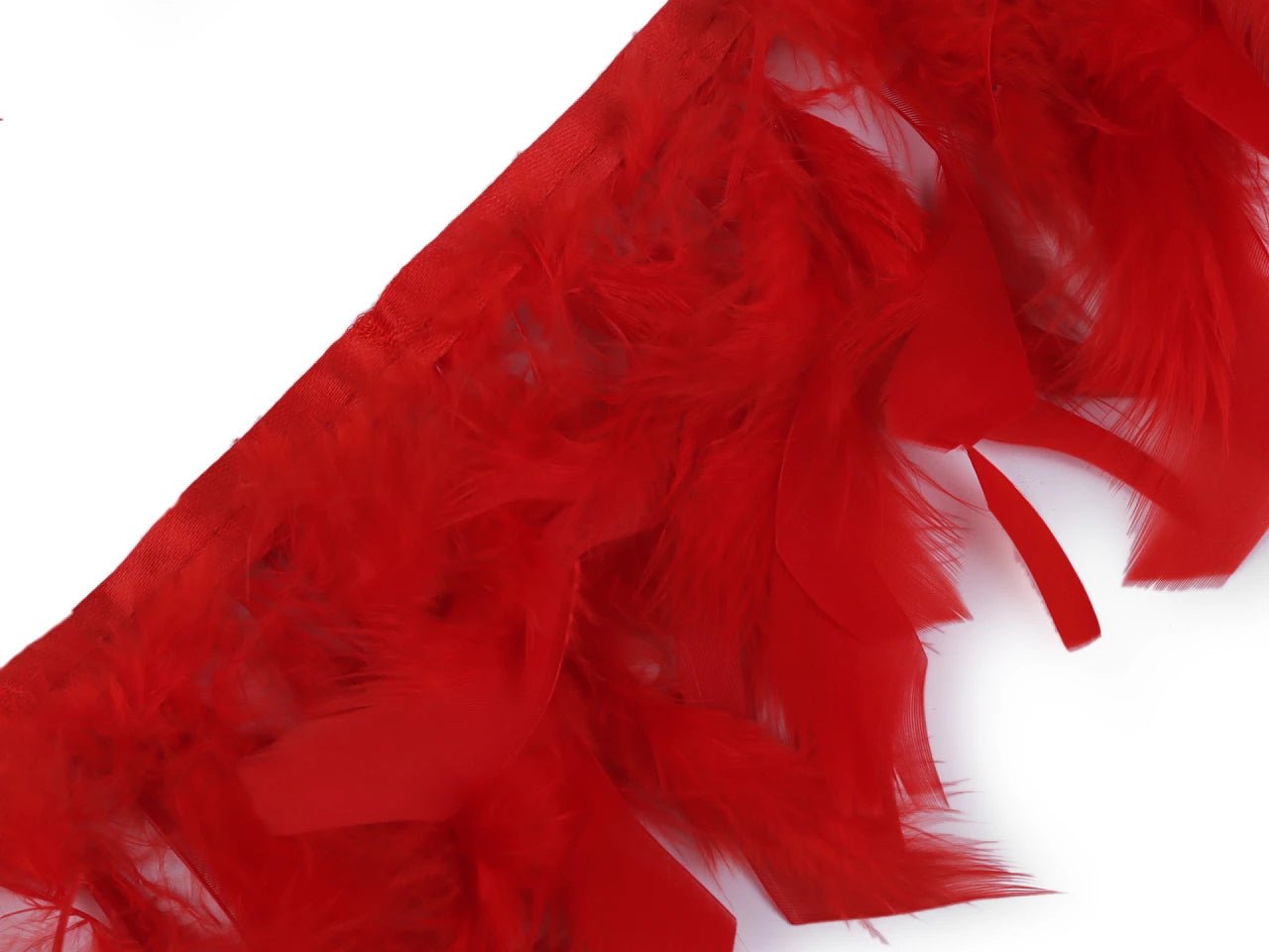Turkey feather trim ribbon - red (50 cm pack)