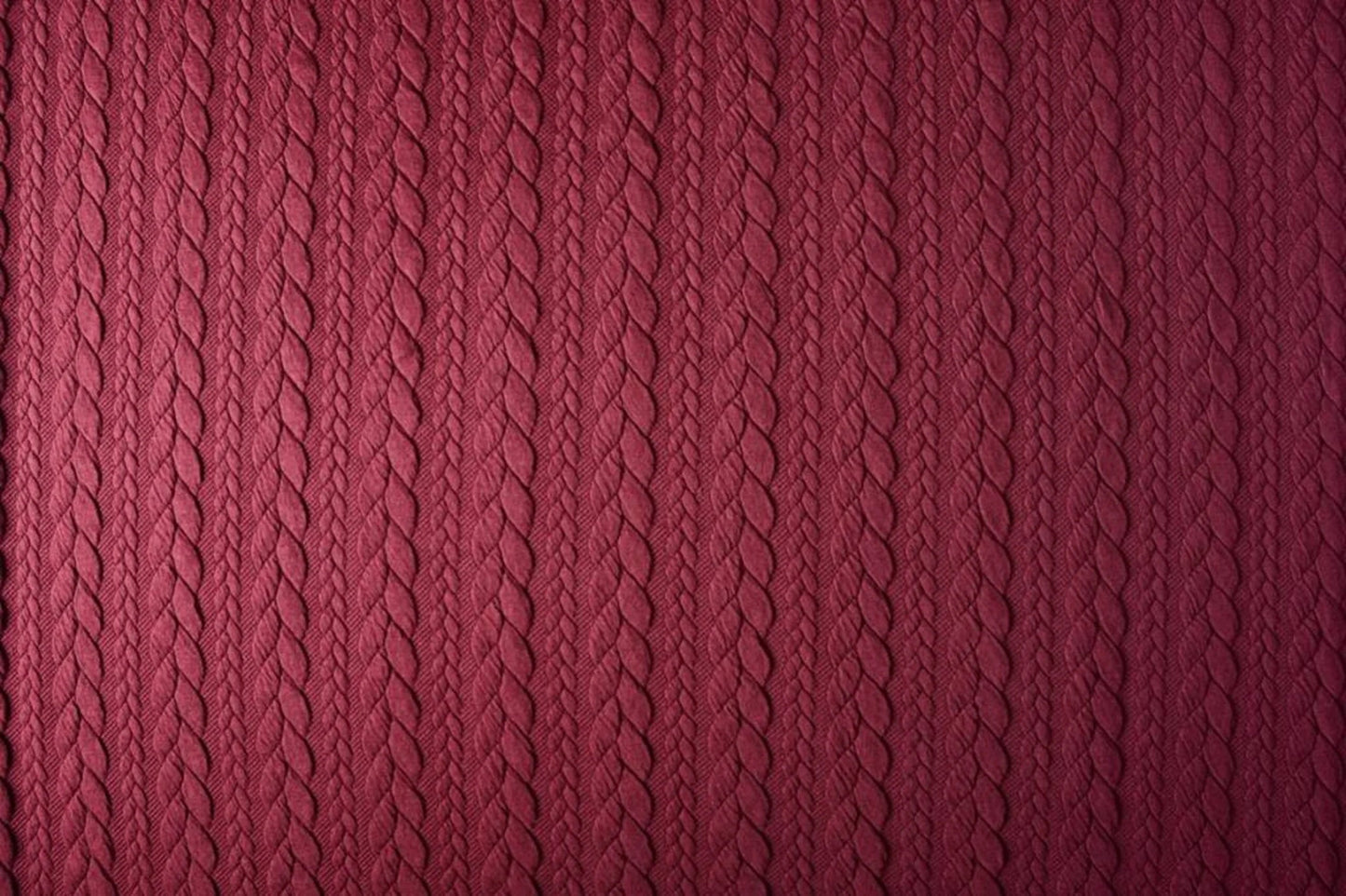 Image of knit fabric with a knitted pattern - burgundy braids 340 g/m² – available at Šarlotes audumi