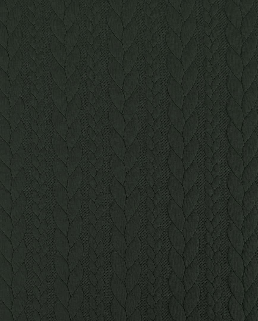 Image avec tissu en maille à motif tricoté - torsades vert fumé 340 g/m² – disponible chez Šarlotes audumi