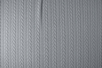 Image with knitted fabric with a knitted pattern - gray braids 340 g/m² – available at Šarlotes audumi