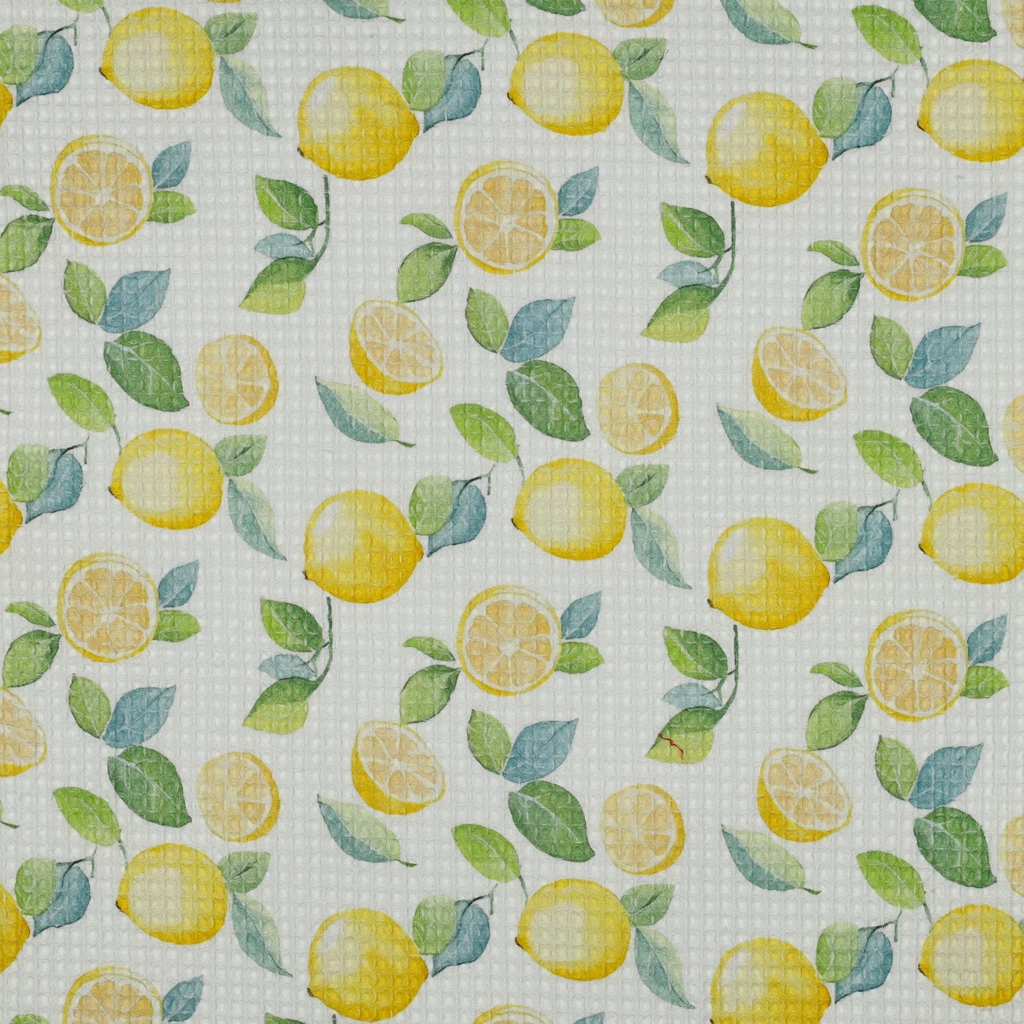 Image of Waffle fabric - lemons 185 g/m² – available at Šarlotes audumi