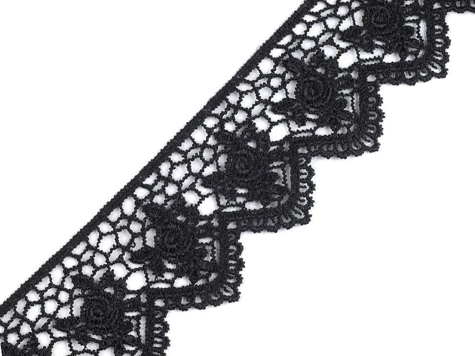 Ruban de dentelle de Venise 45 mm - noir – disponible chez Šarlotes audumi
