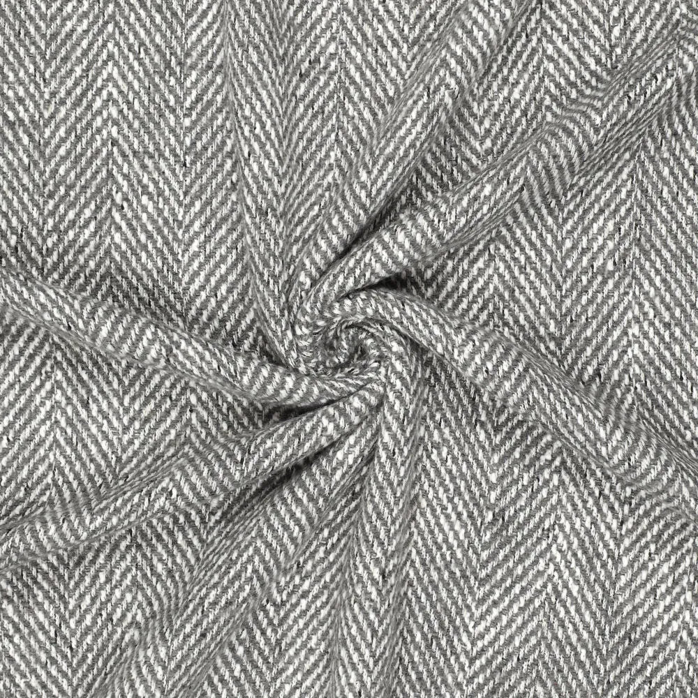 Image of wool fabric with herringbone pattern | gray | 390 g/m² | 145 cm – available at Šarlotes audumi