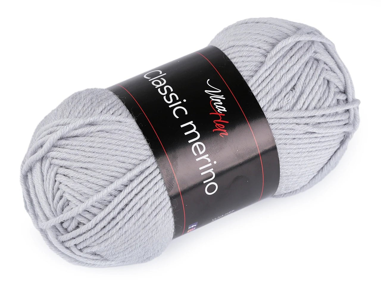 Fil de laine Classic Merino - gris 50 m 105 g #61026