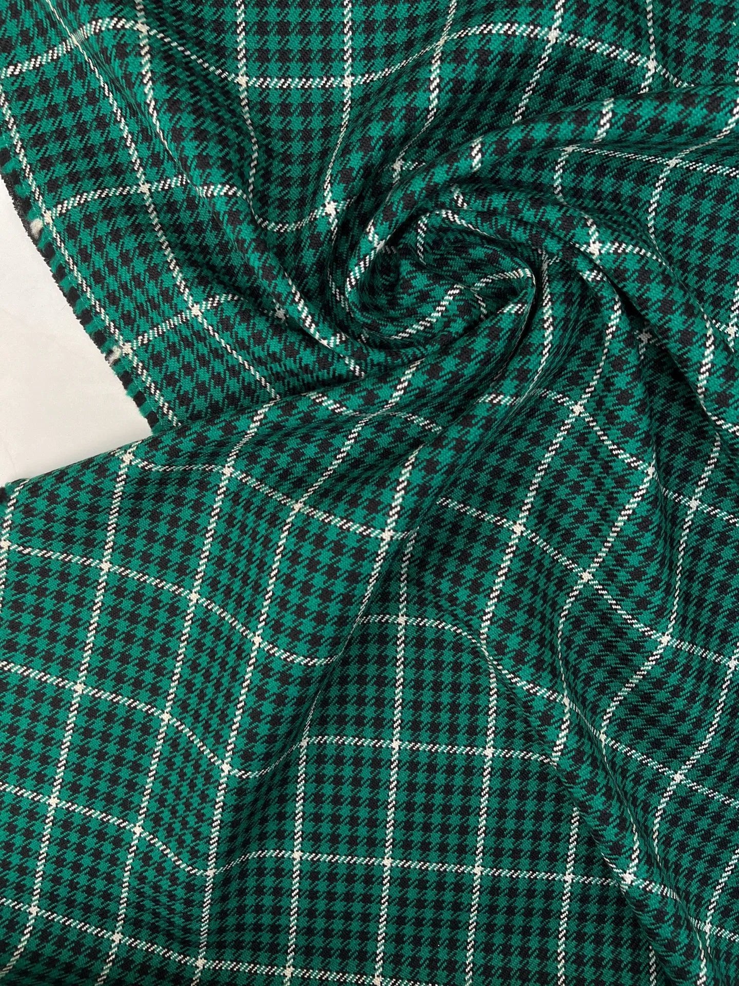Tweed de laine - à carreaux verts 400 g/m²
