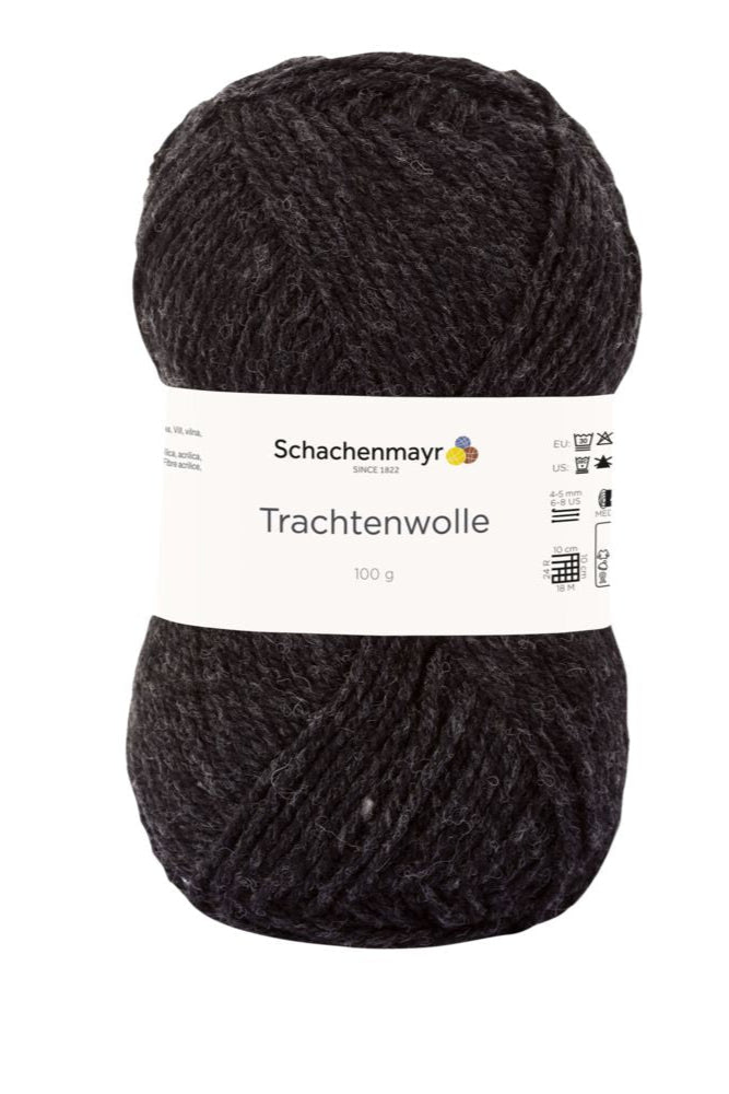 Fil à tricoter Schachenmayr Trachtenwolle 185 m 100 g, noir chiné #00098