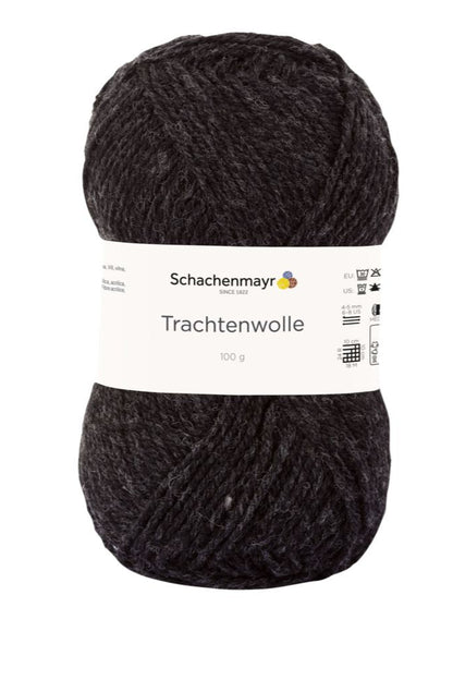 Fil à tricoter Schachenmayr Trachtenwolle 185 m 100 g, noir chiné #00098