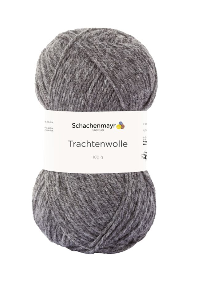Schachenmayr Trachtenwolle Wollgarn 185 m 100 g, dunkelgrau meliert #00097