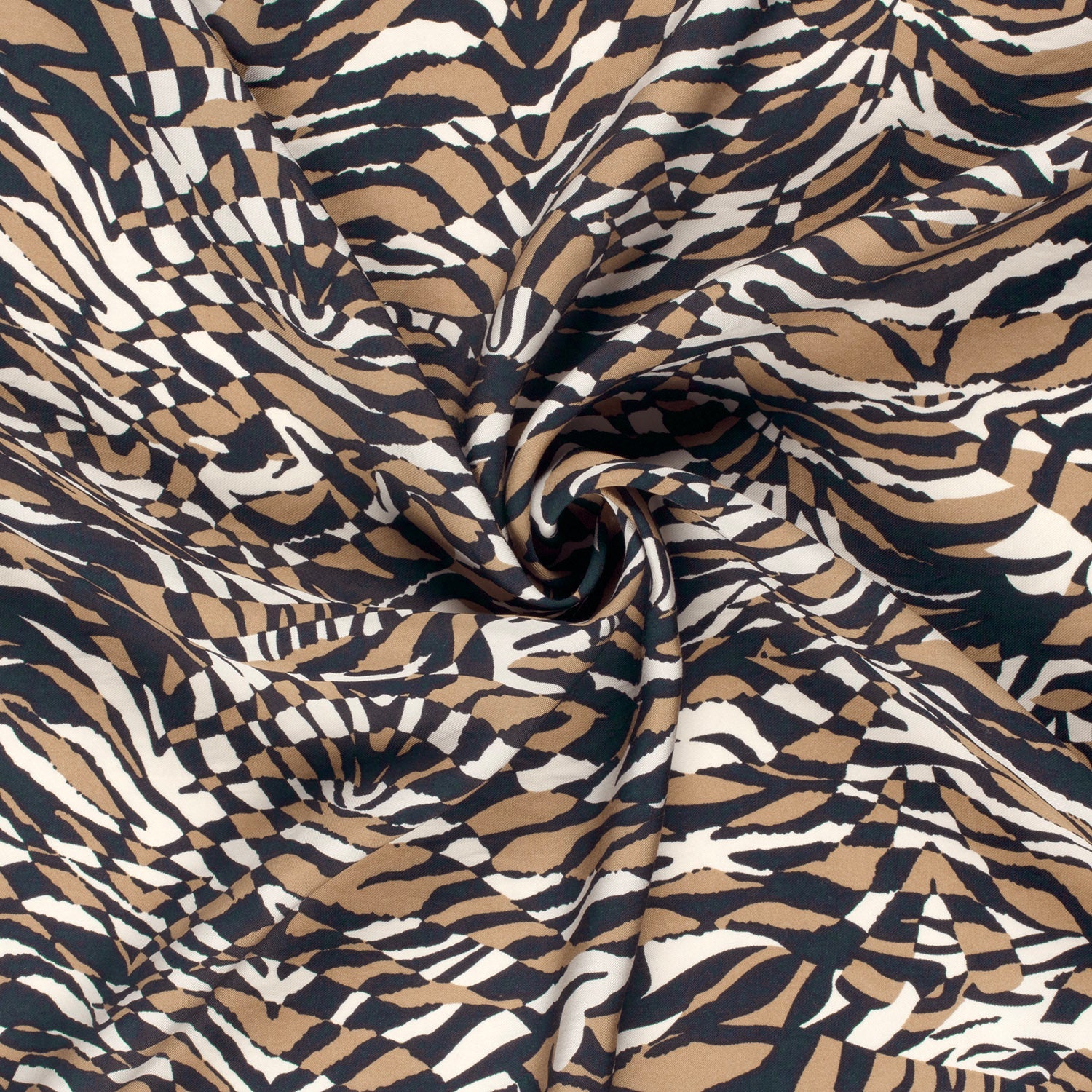Image de tissu en viscose - motif zèbre brun 125 g/m² – disponible chez Šarlotes audumi