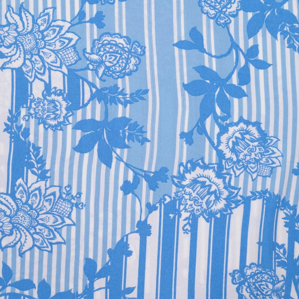 Tissu en viscose - motif de lignes et de feuilles 130 g/m²