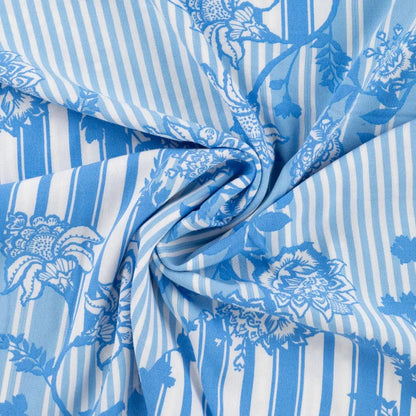 Tissu viscose - motif de lignes et de feuilles 130 g/m²